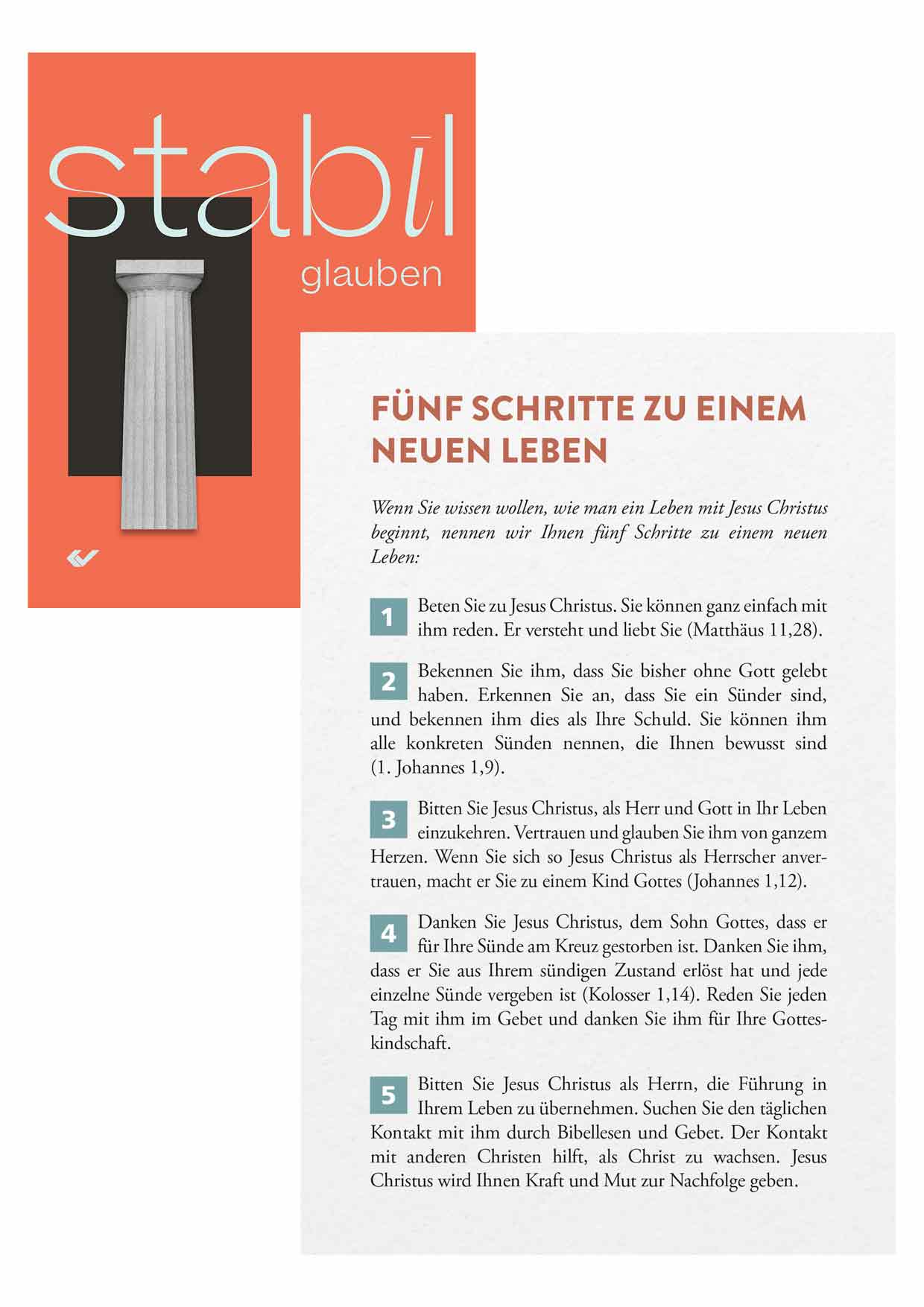 271938: stabil glauben Material fünf schritte